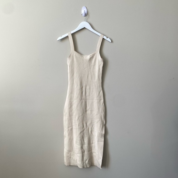 Babaton Chase midi knit ribbed sweater tank Dress - Shade Birch - Picture 2 of 6